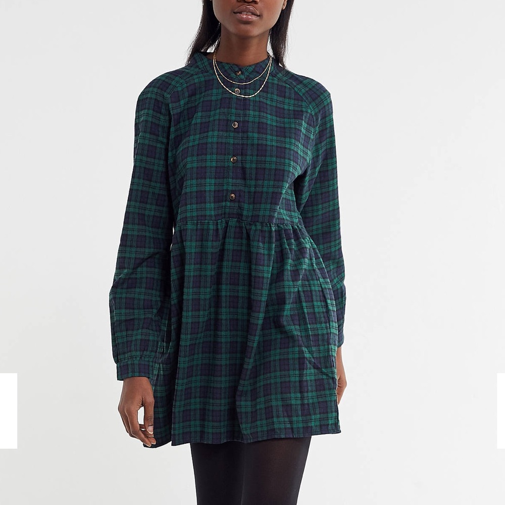 URBAN OUTFITTERS Plaid Babydoll Shirt Dress